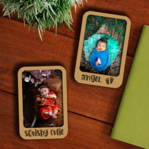 Personalized Wooden Baby Photo Fridge Magnets Set ...