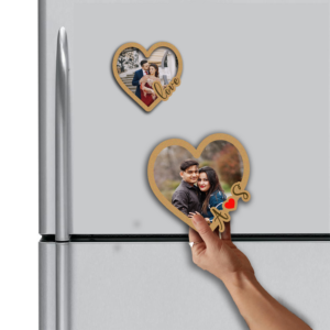 Personalized Heart Shape Couple Photo Fridge Magne...