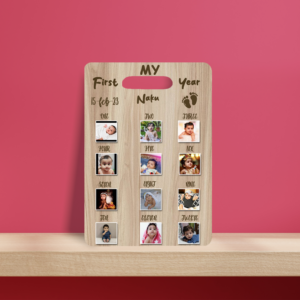 Personalized Wooden Photo Board with 12 Baby Photos