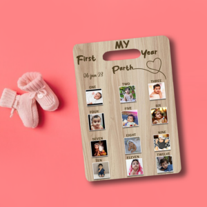 Personalized Wooden Photo Board with 12 Baby Photo...