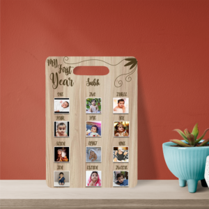 Custom Wooden Photo Board with 12 Monthly Memories