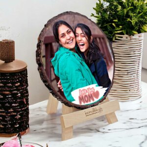 Love You Mom Wooden Round Photo Frame Personalized Gift For Mom