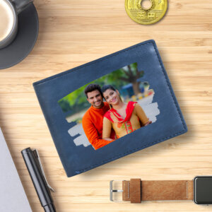 Stylish Personalized Photo Wallet for Men (Blue)