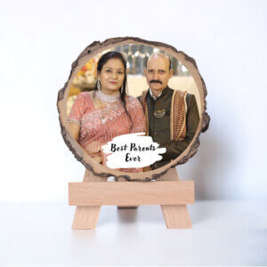 Personalized Naturak Woode Slice Photo Frame For Parents