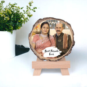 Personalized Naturak Woode Slice Photo Frame For Parents