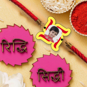 Personalized Incredible Photo Swastik Rakhi for Br...