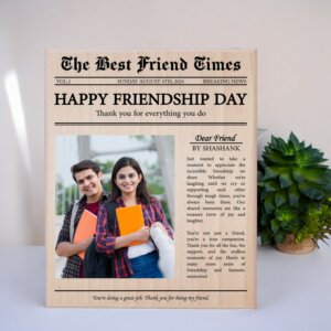 Personalized Newspaper Wooden Photo Frame Gift for Friend