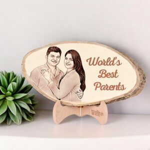 Personalized Engraved Natural Wood Parents Photo Frame