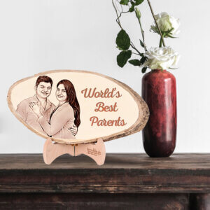 Personalized Engraved Natural Wood Parents Photo F...