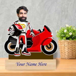 Personalized Super Bike Caricature for Man with Custom Name