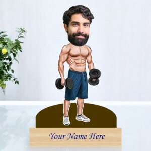 Personalized Caricature for Body Builder with Custom Name