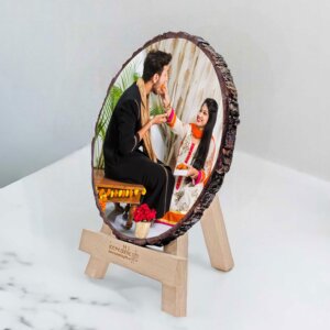 Personalized Wooden Slice Rakshabandhan Photo Frame