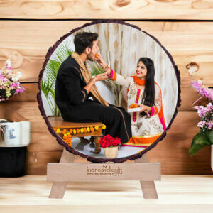 Personalized Wooden Slice Rakshabandhan Photo Frame