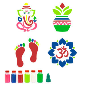 Wooden Stencils Set of 4 with Rangoli Colors