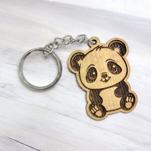 Adorable Wooden Panda Keychain