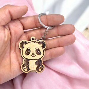 Adorable Wooden Panda Keychain