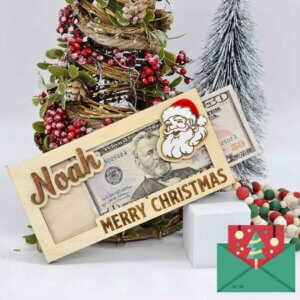 Personalized Christmas Wooden Money Holder Set of 2