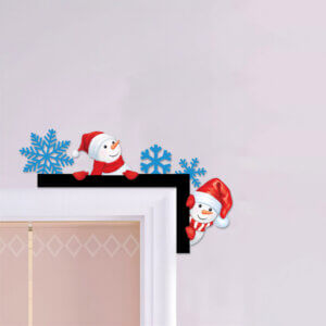 Premium Wooden Santa Door Corner Emblem Set of 2