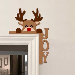 Premium Wooden Reindeer Door Corner Emblem Set of ...