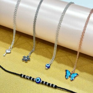 Charming Diva Pendant Set of 4 with Evil Eye Brace...