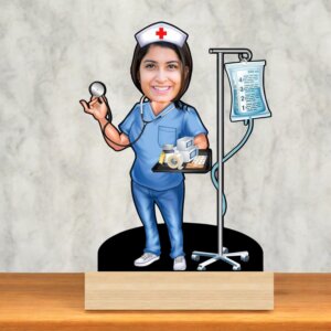 Personalized Caricature For Nurse with Wood Stand