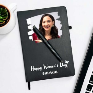 Elegant Personalized Black Diary for Women's Day Gifting