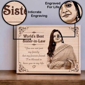 Custom Engraved Wooden Photo Plaque Gift For Siste...