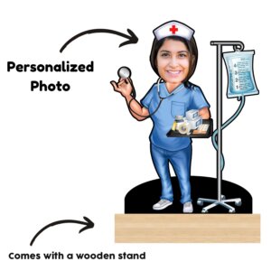 Personalized Caricature For Nurse with Wood Stand