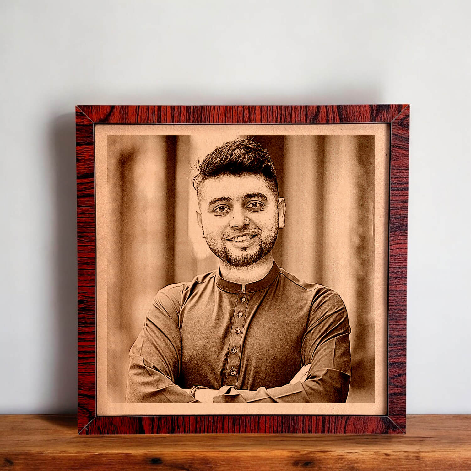 Custom Wooden Engraved Photo Frame Painting for Brother