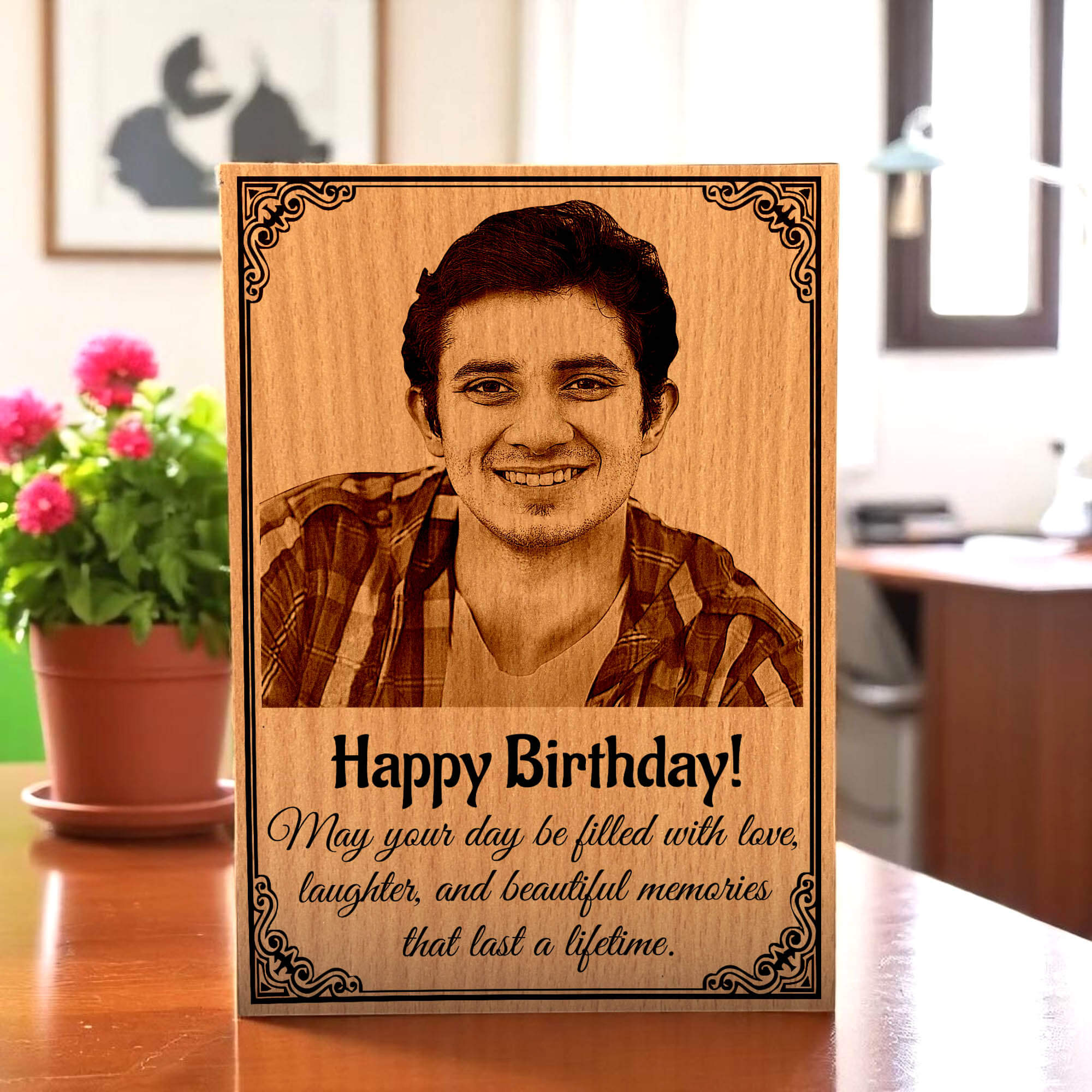 Personalized Engraved MDF Wooden Photo Frame Birthday