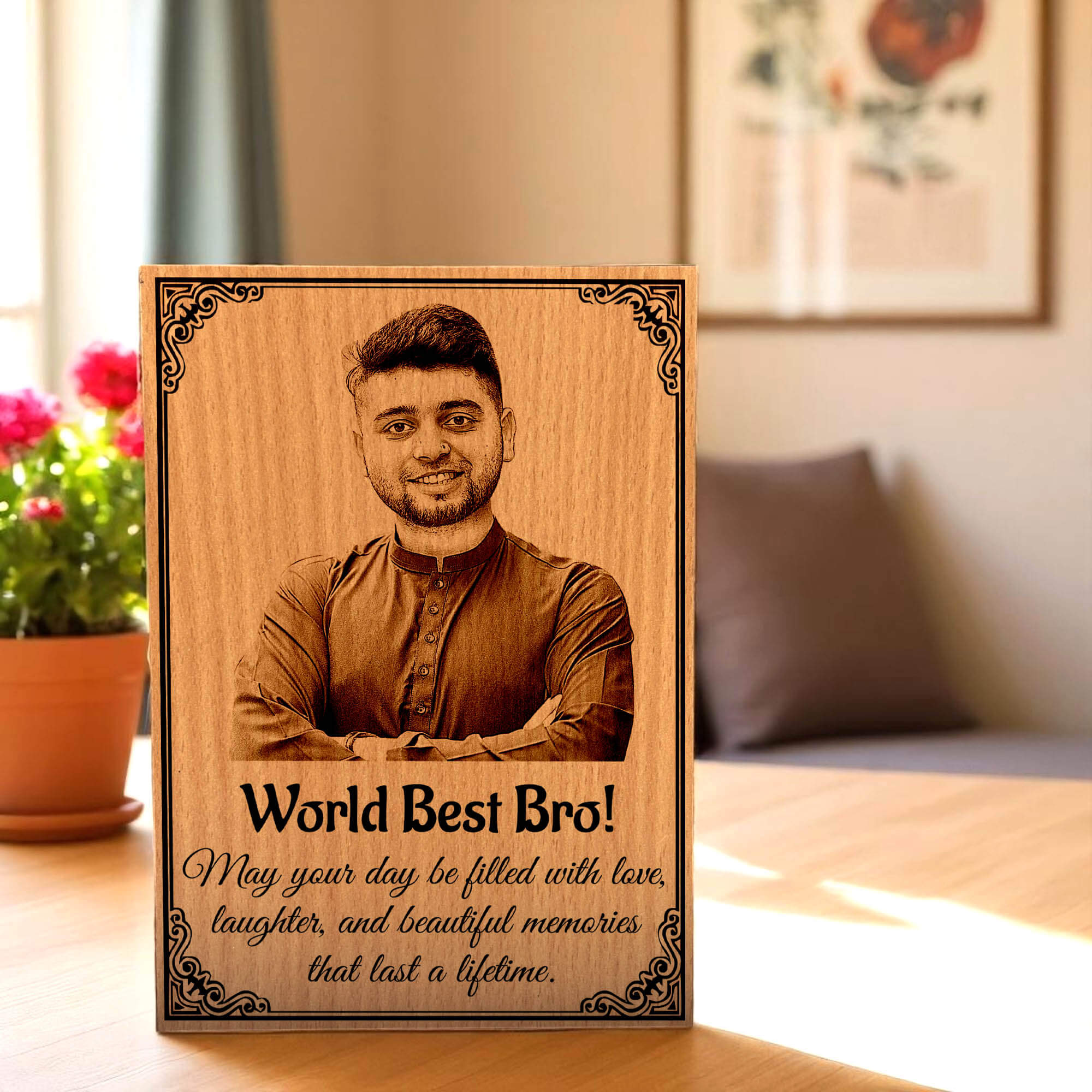 Personalized Engraved MDF Wooden Photo Frame Gift For Brother-in-law