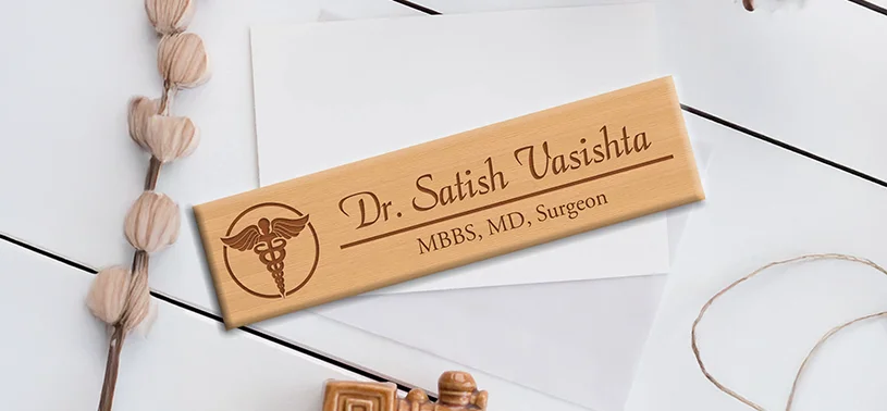 Wooden Name Plate for Clinic